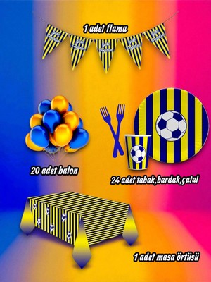 24 Kişilik Sarı Lacivert Temalı Mini Set - Doğum Günü Parti ve Eğlenceli Etkinlikler Için