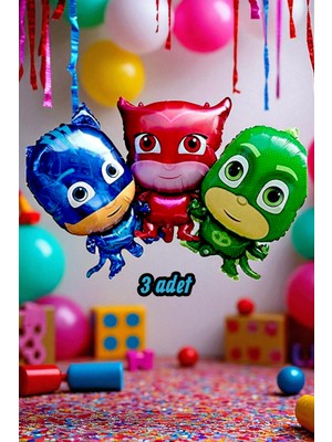 3 Adet Pijamask Temalı Folyo Balon - Parti ve Doğum Günü Kutlamaları Için
