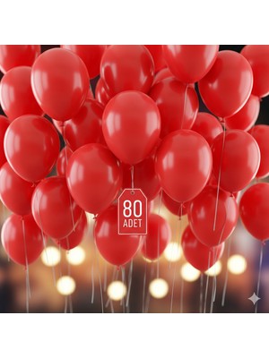 80 Adet Kırmızı Renk Balon Seti - Doğum Günü Parti ve Eğlenceli Etkinlikler Için