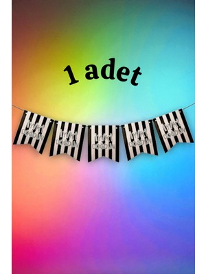 1 Adet Siyah Beyaz Temalı Banner - Parti ve Etkinlikler Için Asılabilir Süs