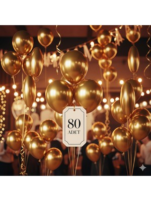 80 Adet Gold (Altın) Balon Seti – Zarif Mini Parti ve Köşe Dekoru