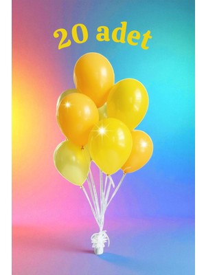 20 Adet Sarı Renk Balon Seti - Doğum Günü Parti ve Eğlenceli Etkinlikler Için