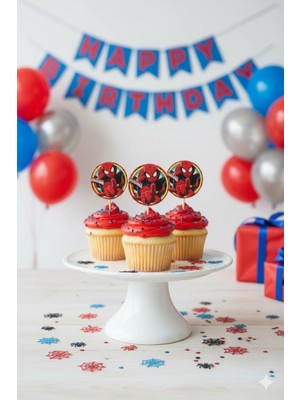 32 Adet Örümcek Adam Temalı Kürdan Seti / Ikramlık Süsü (32 Adet)