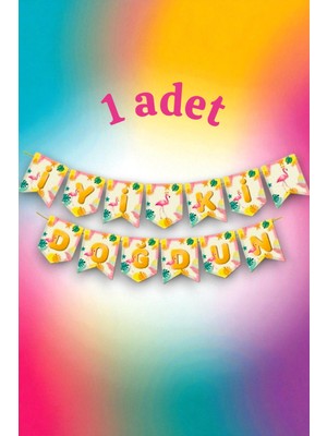 1 Adet Flamingo Temalı Banner - Parti ve Etkinlikler Için Asılabilir Süs
