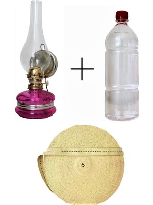 Sözen Klasik Gaz Lambası Pembe 250 ml Kandil Yakıtı 1 Metre Fitil Gaz Lambası Seti Mostar