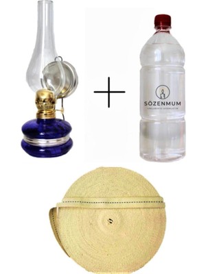 Sözen Klasik Gaz Lambası Mor 250ML Kandil Yakıtı 1 Metre Fitil Seti ile Kullanım İçin Hazır