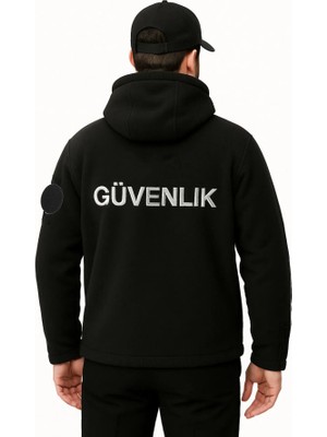 Arthurözel Güvenlik Erkek Kapşonlu Göğüsten Logolu Nakış Işlemeli Polar