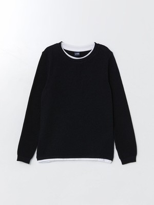 Lc Waikiki  Bisiklet Yaka Dokulu Erkek Çocuk Triko Kazak