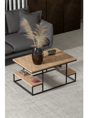 İşsevenler Orta Sehpa Delux Raflı Atlantik Çam