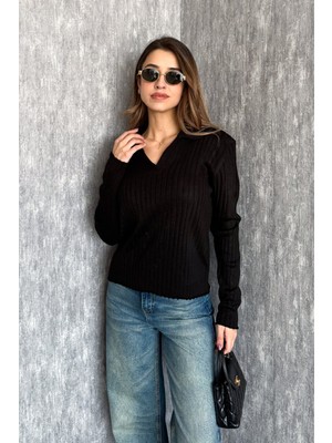 Modaplaza Kadın Fitilli Polo Yaka Kazak 5059