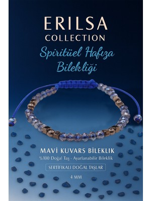 Erilsa Sertifikalı Spiritüel Hafıza Enerji Bilekliği – Mavi Kuvars Doğal Taşı (Ince Model)