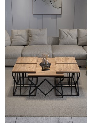 İşsevenler Orta Sehpa Ve Zigon Sehpa V Lüx 5'Li Set Atlantik Çam