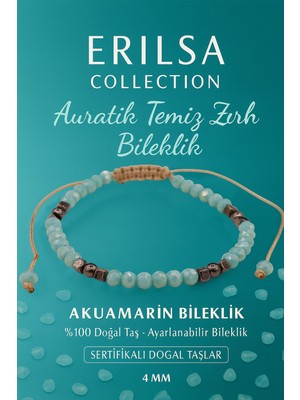 Erilsa Sertifikalı Auratik Temiz Zırh Enerji Kalkanı Bilekliği - Akuamarin ve Terahertz Taşı