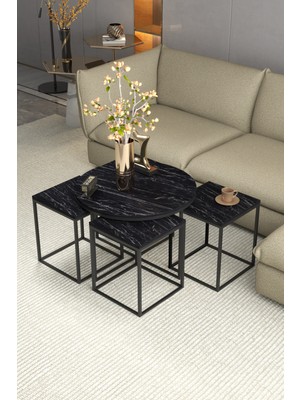 İşsevenler Orta Sehpa Ve Zigon Sehpa Oval Lüx 5'Li Set Bendir