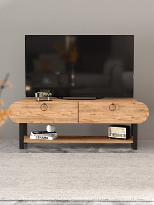 İşsevenler Tv Sehpası Tv Ünitesi Kapaklı Raflı Setro Atlantik Çam