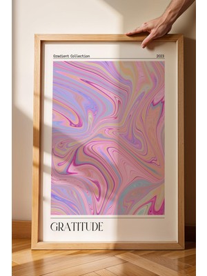Satürn Design Gratitude Çerçeveli Tablo Minnettarlık Aura Enerji Renkleri Gradient Collection
