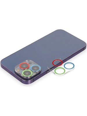 Buğz Iphone 13 Pro Renkli Kamera Lens Koruma Cam - Mavi-Yeşil