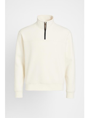 Classics Men Unisex Relax Fit Rahat Kesim Pamuklu Yarım Fermuarlı Dik Yaka Sweatshirt