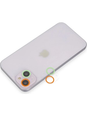 Buğz Iphone 13 Mini Renkli Kamera Lens Koruma Cam - Turuncu-Yeşil