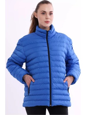 D1fference İçi Astarlı Cepli Jel Elyaf Su ve Rüzgar Geçirmez Şişme Kışlık Kadın Mont