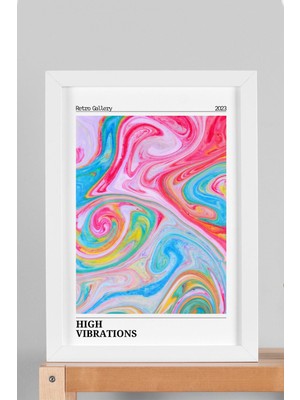 Satürn Design High Vibration Çerçeveli Tablo Aura Enerji Renkleri Retro Gallery