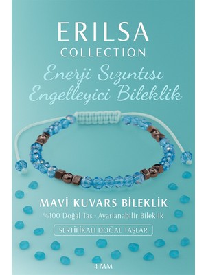 Erilsa Sertifikalı Enerji Sızıntısı Engelleyici Aura Kalkanı Bilekliği - Mavi Kuvars Taşı