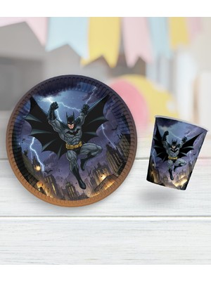 8 Li Tabak Bardak Batman Temalı Doğum Günü Parti Süsü Malzemeleri