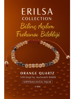 Erilsa Asertifikalı Bilinç Açılım Frekansı Enerji Bilekliği – Orange Quartz Doğal Taşı (Ince Model)