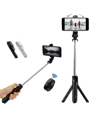Blisson Siyah Bluetooth Kumandalı Selfie Çubuğu - Monopod - Tripod Vlog Telefon Tutucu - Tiktok