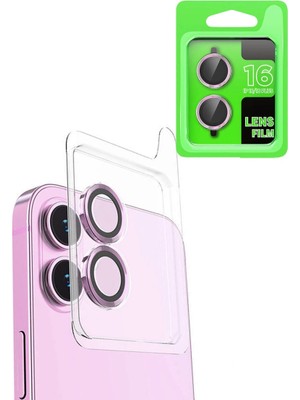 Buğz Iphone 16 Plus Raze Metal Kamera Lens - Pembe