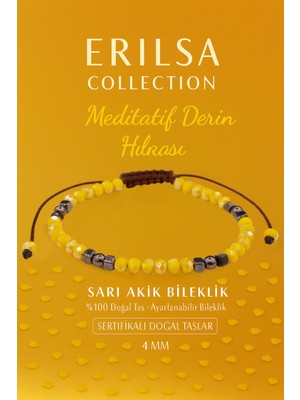 Erilsa Sertifikalı Meditatif Derin Huzur Enerji Bilekliği – Sarı Akik Doğal Taşı (Ince Model)