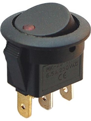 Pazarcan IC-132 Yuvarlak 3 Pinli 220 Volt Nokta Işıklı Açma-Kapama Anahtarı