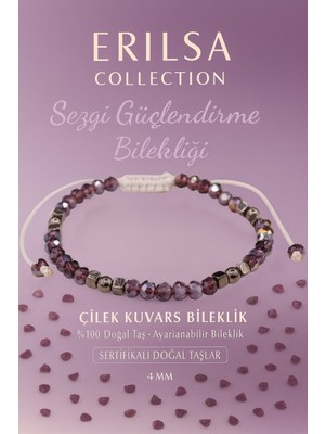 Erilsa Sertifikalı Sezgi Güçlendirme Enerji Bilekliği – Çilek Kuvars Doğal Taşı (Ince Model)
