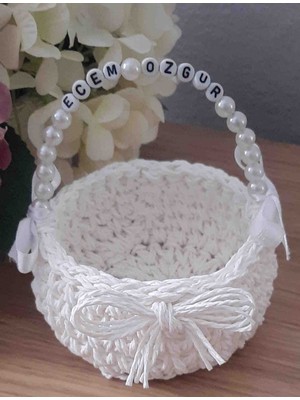 Mini Kişiye Özel Isimli Hasır Sepet Düğün ,nişan,söz