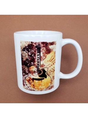 Marsilyan Vintage Tasarım Gitar Baskılı Kupa