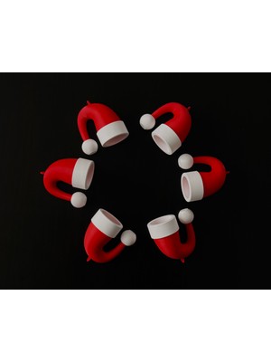 Buhan Tasarım- Noel Baba Şapkası Yılbaşı Ağacı Süsü - 6 Adet - 3D Baskı