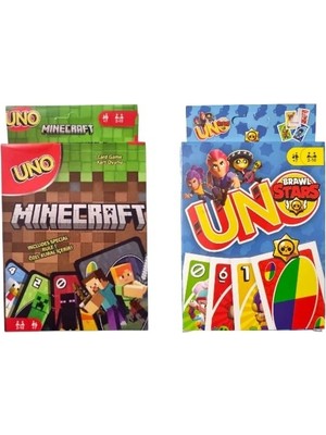 Oyunsal Minecraft Uno ve Brawl Stars Uno Oyun Kartları 2'li Set