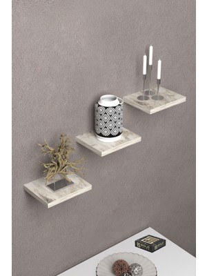 İşsevenler Duvar Rafı Dekoratif 3 Adet Çiçeklik Kare Efes