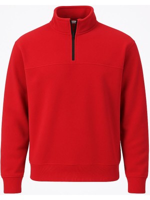 Classics Men Unisex Relax Fit Rahat Kesim Pamuklu Yarım Fermuarlı Dik Yaka Sweatshirt