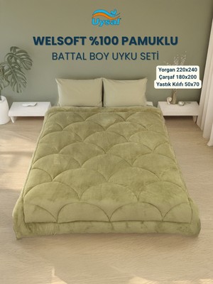 Uysal Yorgan Welsoft Akfil Midye Desen Battal Boy Uyku Seti
