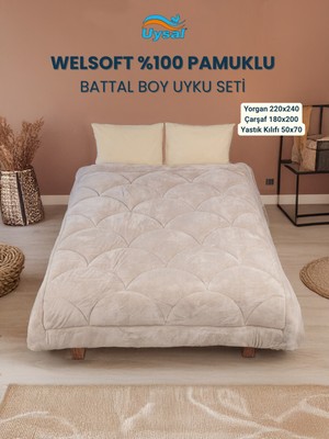 Uysal Yorgan Welsoft Akfil Midye Desen Battal Boy Uyku Seti