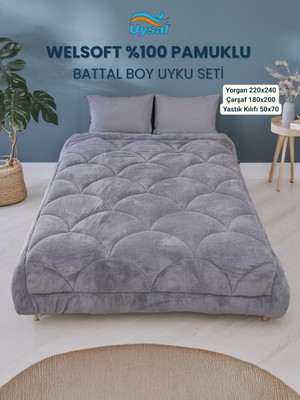 Uysal Yorgan Welsoft Akfil Midye Desen Battal Boy Uyku Seti