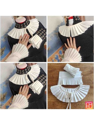 Firuz Rukye Kadın Pilili Yakalık ve Kolluk Takımı