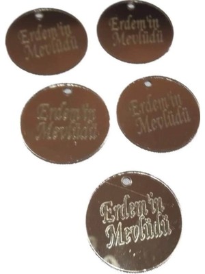 Güven Pleksi Lazer Kesim Delikli Etiket Isim Nişan Doğum Mevlüd Gold Renk 25 Adet