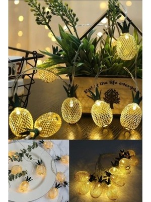 Marsilyan 2 Metre 10 LED Pilli 2 Kademeli Ananas LED Işık