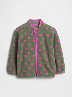 Gap Kız Bebek Yeşil Gap Baskılı Fleece Fermuarlı Sweatshirt