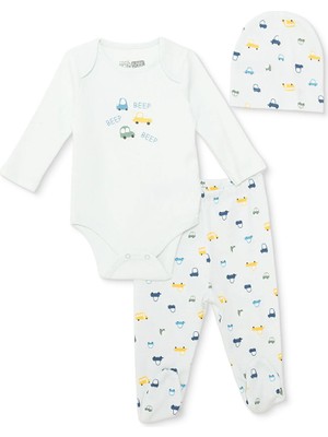 Hellobaby Yenidoğan Body-Patikli Alt-Şapka Interlok Bisiklet Yaka Uzun Kol Patikli Paça