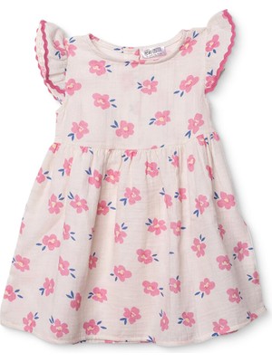Hellobaby Kız Bebek Ditsy Flower Elbise Bisiklet Yaka Kısa Kol