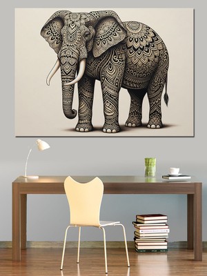 Artmeg Afrika Fili Motif Çalışması Dekoratif Kanvas - Mdf Ahşap Tablo