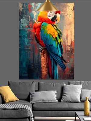 Karizma Tablo Renkli Papağan Tropikal Kuş Dekoratif Kanvas - Mdf Ahşap Tablo